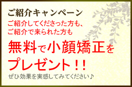 ご紹介キャンペーン ご紹介して下さった方も、された方も無料で小顔矯正をプレゼント!!